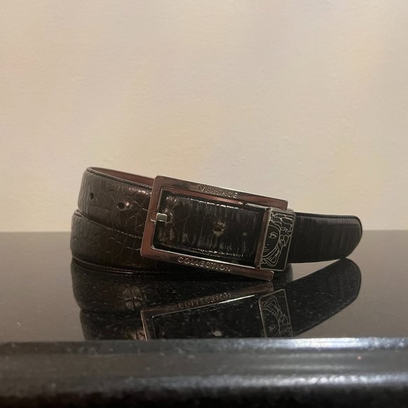 Vintage Alligator Leather Belt with Versace Buckle